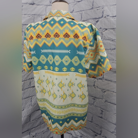 Saint Javelin Crimea Beach Party Hawaiian Open Collar Shirt Tribal Southwestern - Picture 6 of 10